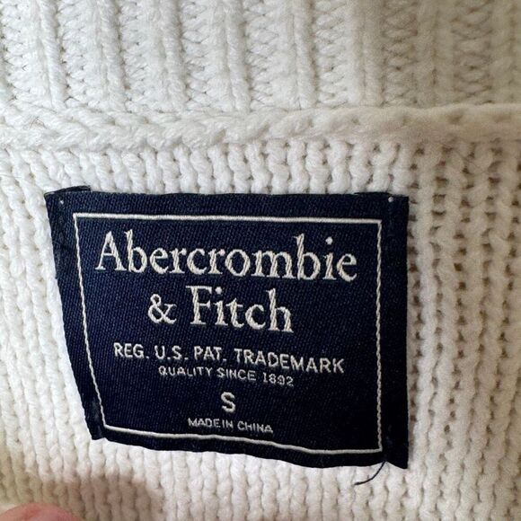 Abercrombie & Fitch Sweater Women's Small White Lace-Up Knitted Pullover Cotton - Picture 2 of 7